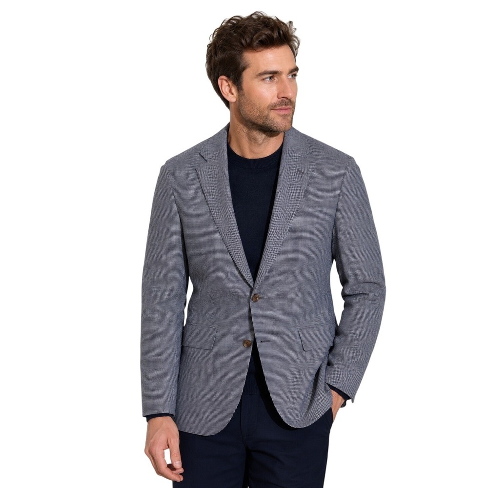 Bonobos Athletic Fit Summer Unlined Sport Coat Blazer 38R Navy Houndstooth